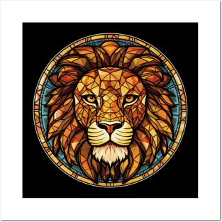 Lion Head Stained Glass Look Posters and Art